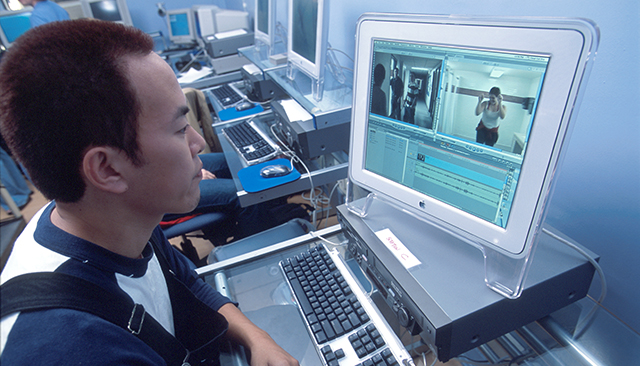 Student working on computer