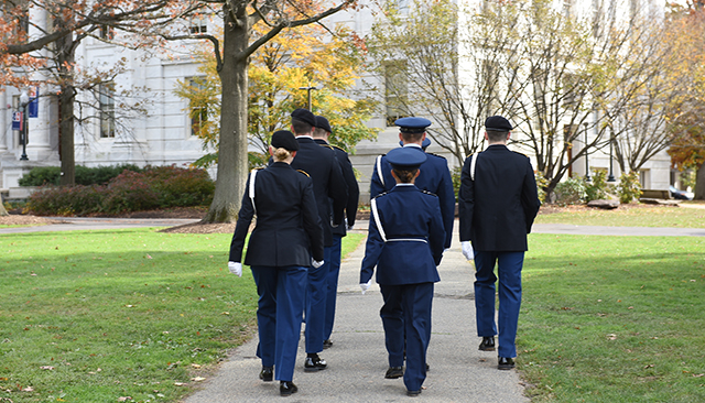Military Students Walking on Quad
