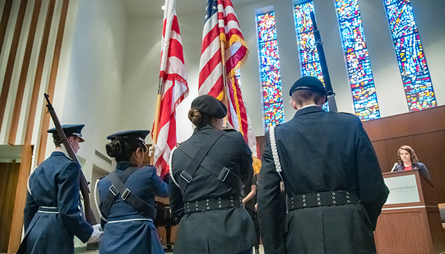 Military Students in Kay during Veteran's Day Ceremony