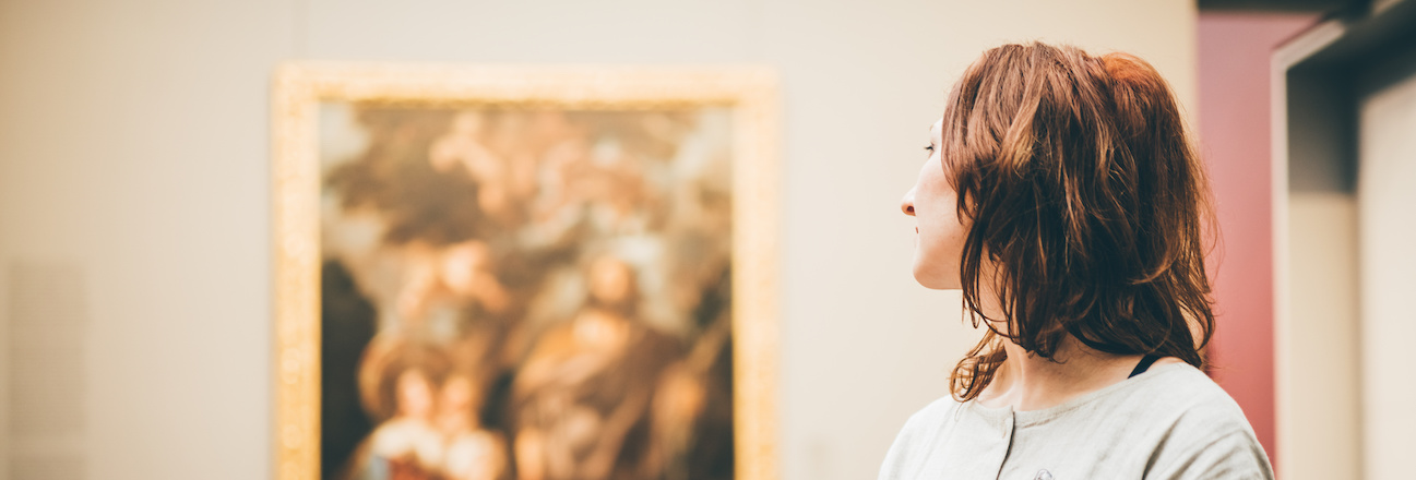 Person viewing a painting