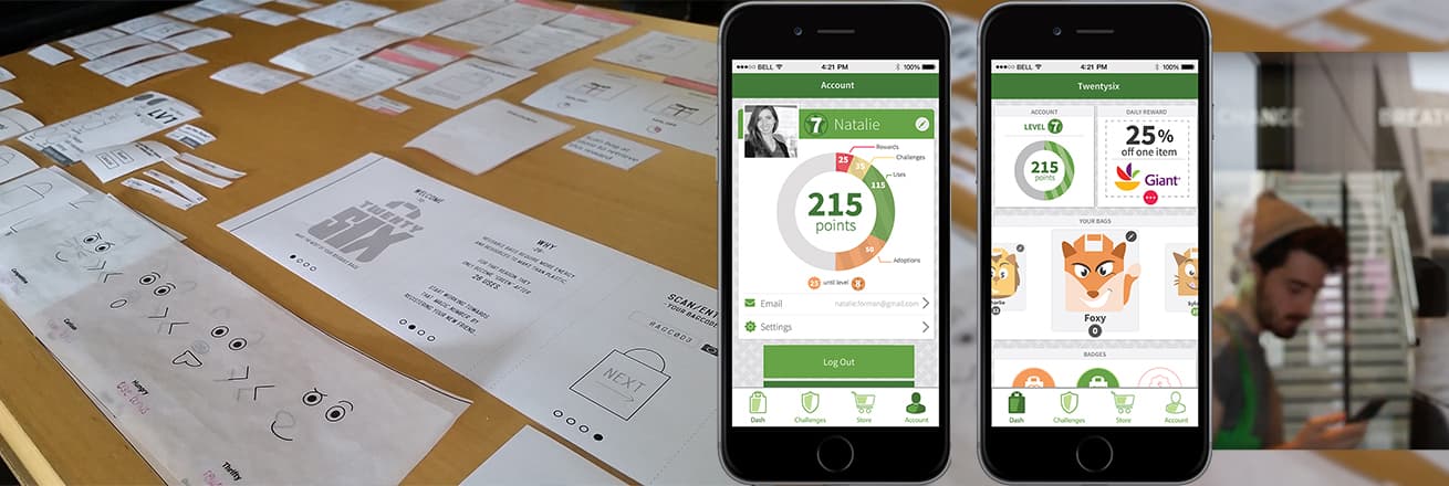 Wireframes and prototype for grocery shopping app