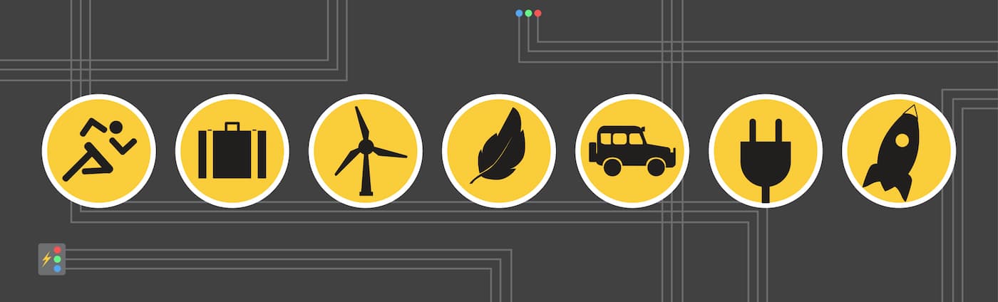 Abstract symbols relating to energy.