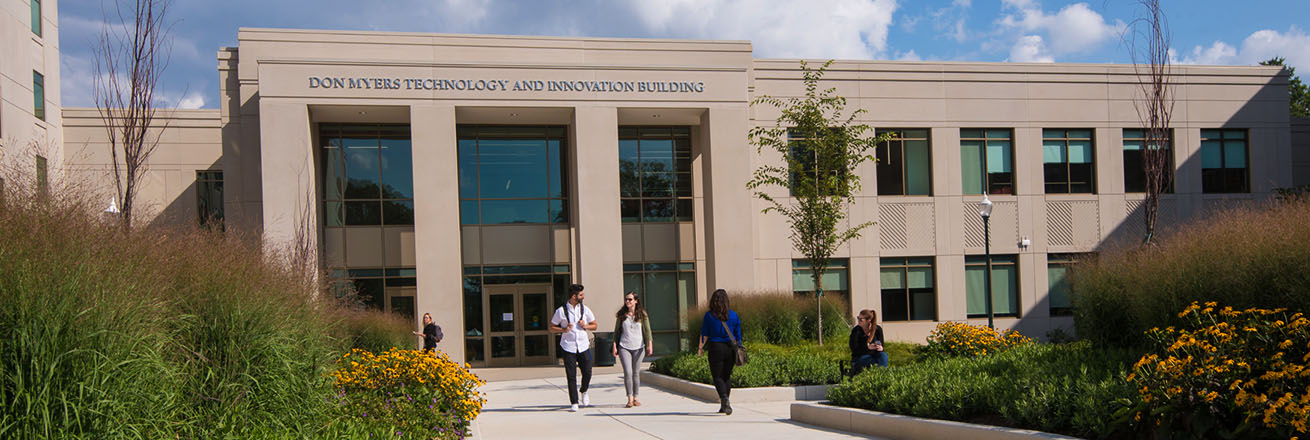 Stundents outside the Don Myers Technology and Innovation Building