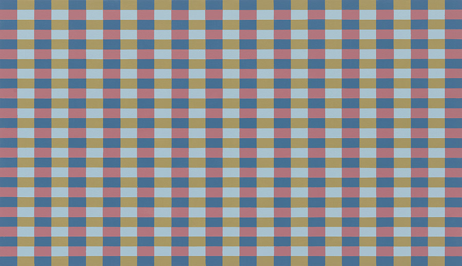 Otho Branson, 2016-09-05, 2016. A grid of navy, mustard, turquoise, and burgundy rectangles