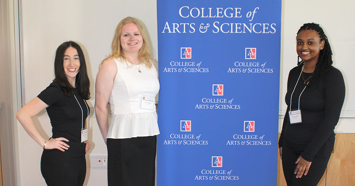 Dacia, Grace, and Hasset at the Mathias Student Research Conference