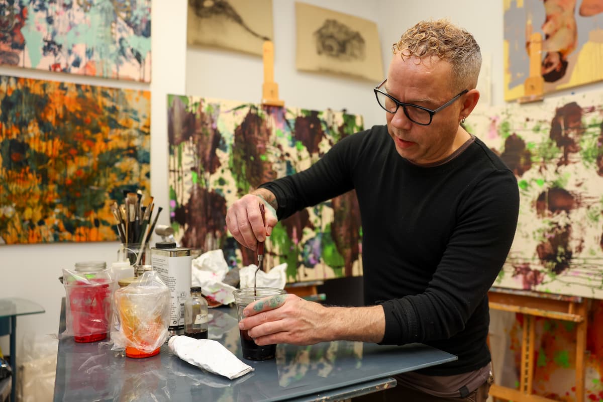 Neal Gwaltney mixing paint