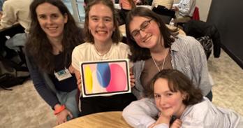 Professor Brie Anderson with students Madeline Bartin, Evelyn Bristol, and Ally Friedman