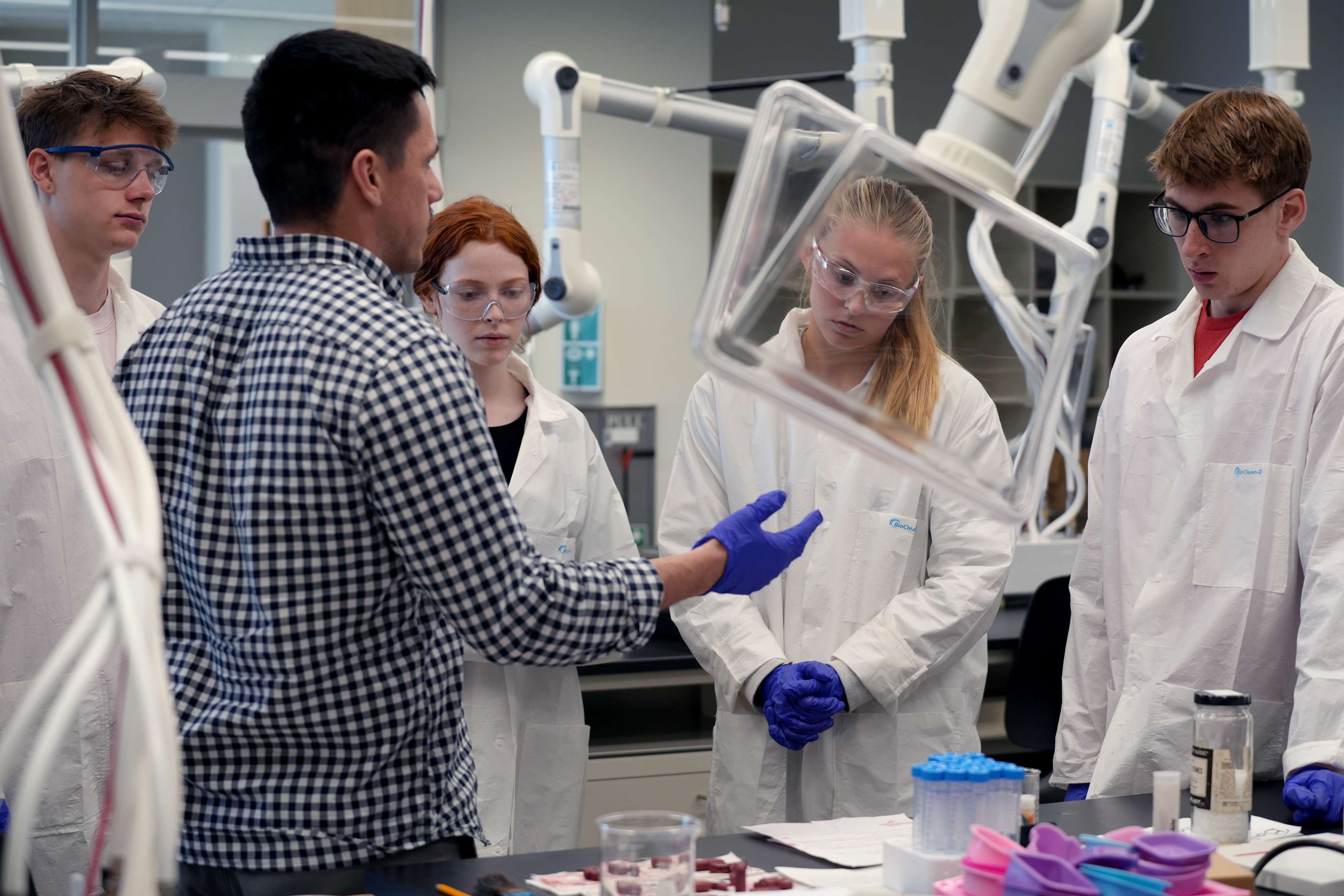 Students working in a lab. Students working in a lab.
