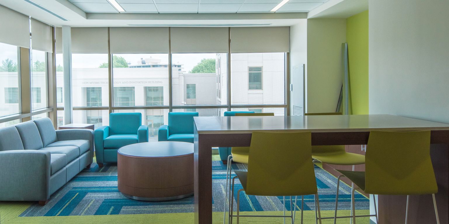 Residence hall lounge on East Campus Commons