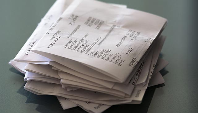 A pile of receipts