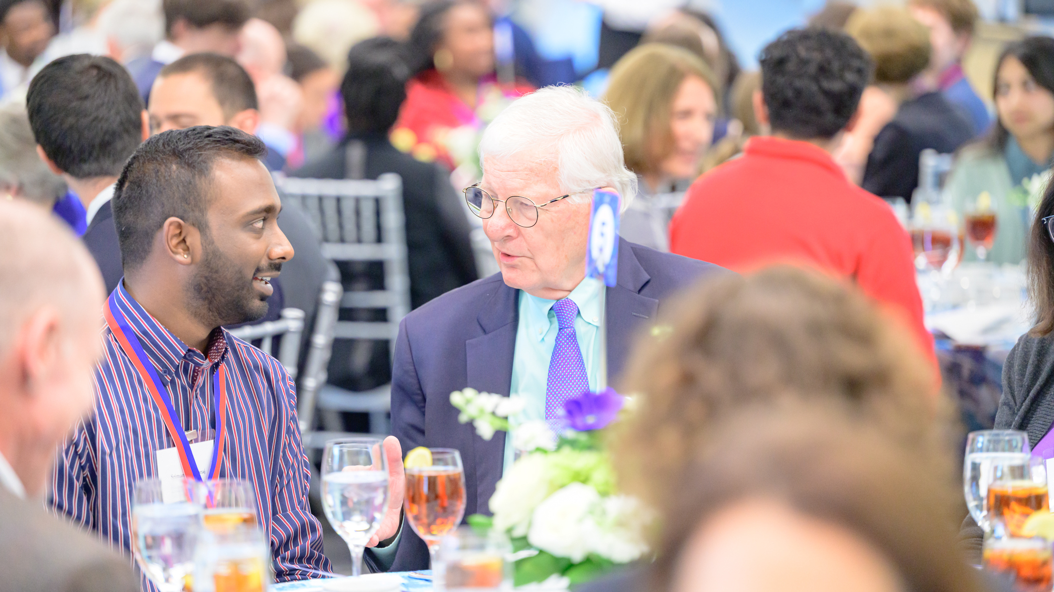 A student and donor chat together at the 2025 Celebration of Scholarships