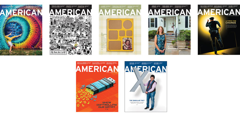 a selection of American magazine covers from 1977 to the present