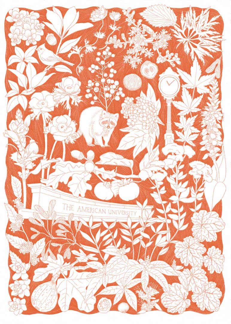 illustration of AU Arboretum in the fall