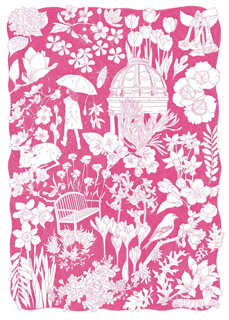 illustration of AU Arboretum in the spring