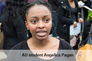 American University student Angelica Pagan led the die-in on campus. American University student Angelica Pagan led the die-in on campus.
