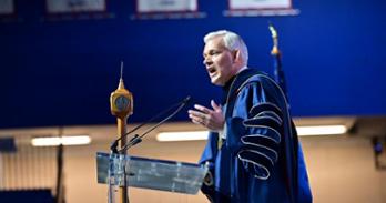 President Jon Alger speaks during his installation, March 28