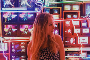 Lydia in front of the “Electronic Superhighway” display at the American Art Museum and Portrait Gallery Lydia in front of the “Electronic Superhighway” display at the American Art Museum and Portrait Gallery