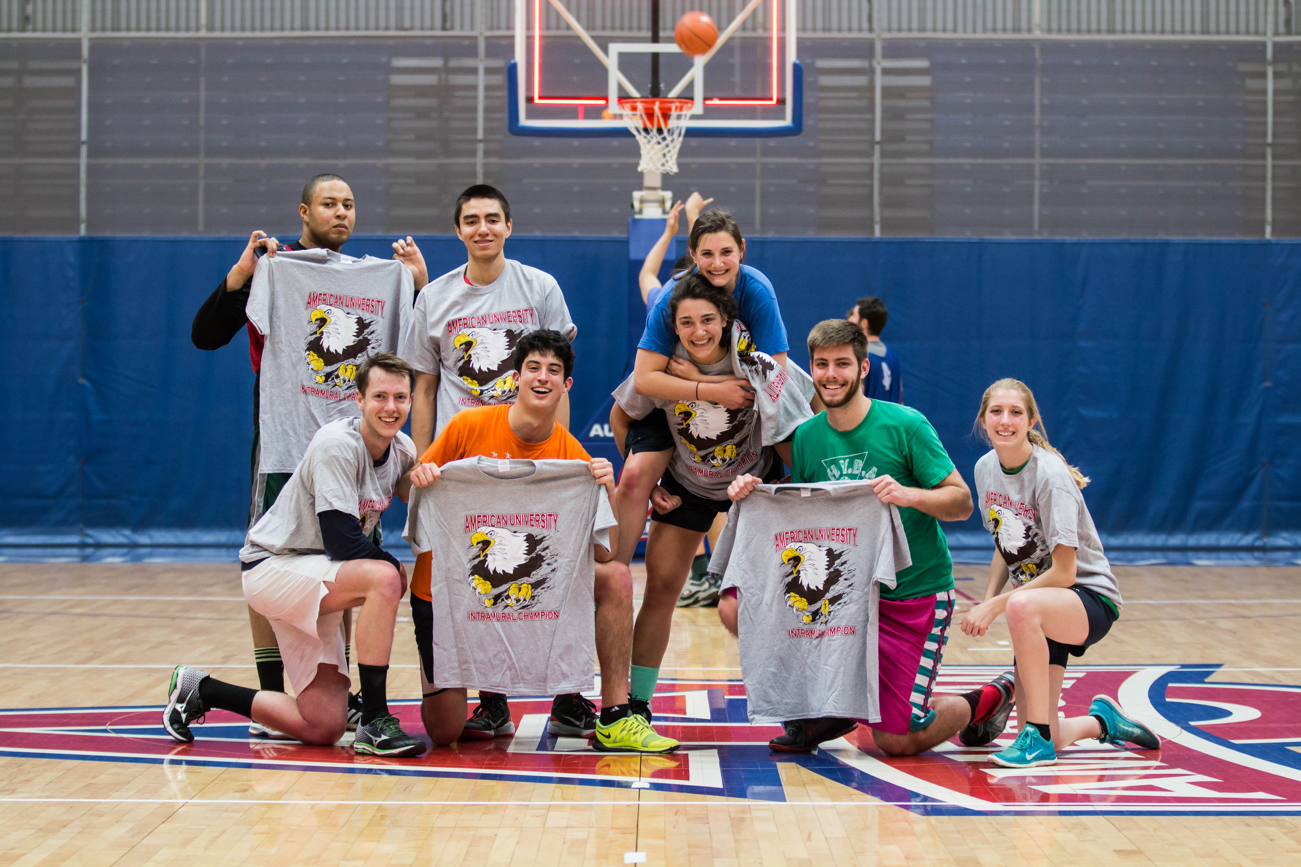 Co-ed Basketball Team with Championship shirts