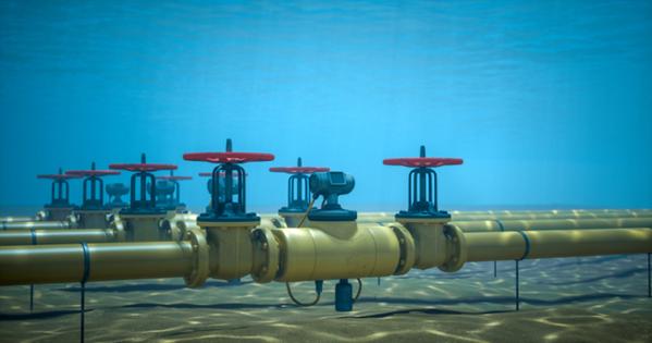 Pipes and valves on the ocean floor