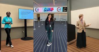 SIS students Paula Akakpo, Megha Rastogi, and Flynn Gray present at NCUR