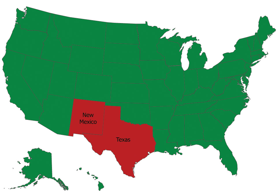 US States where AU's initial teaching certification is accepted for work or licensure.
