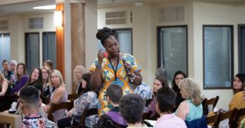 Dr. Fisher leads a leadership session.