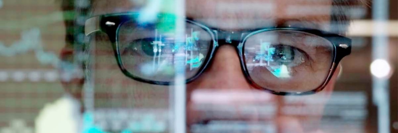 data sciences student looking at screen