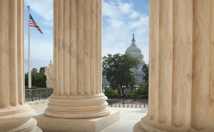 Steps of the Lincoln Memorial overlooking the Capitol Building.