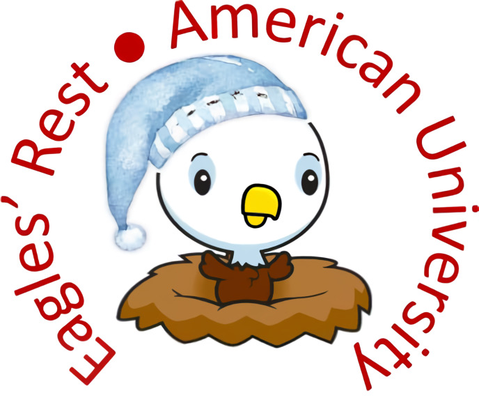 Logo for the Eagles' Rest program, a cartoon Eagle with a nightcap sits in a nest.
