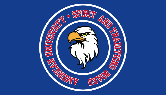 The seal for American University's Spirit & Traditions Board with an Eagle at the center.