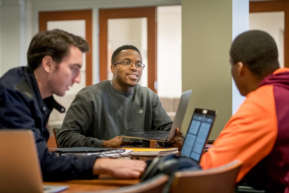 Students interacting in class